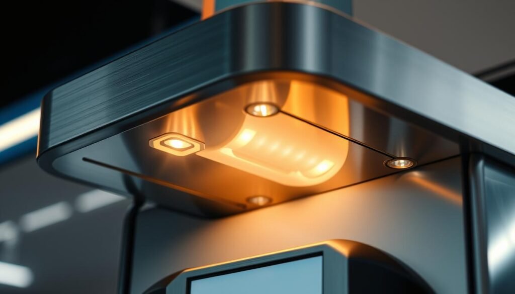 A custom-designed, Aloha-branded LED lighting fixture for a gas station pump, featuring a sleek, minimalist design with a warm, inviting glow. The fixture is mounted discreetly on the pump, casting a soft, ambient light that enhances the overall ambiance of the fueling area. The metallic body has a brushed aluminum finish, seamlessly blending with the pump's modern aesthetic. Precisely engineered reflectors and diffusers ensure an even, consistent illumination, creating a welcoming and visually appealing experience for customers. A custom-designed, Aloha-branded LED lighting fixture for a gas station pump, featuring a sleek, minimalist design with a warm, inviting glow. The fixture is mounted discreetly on the pump, casting a soft, ambient light that enhances the overall ambiance of the fueling area. The metallic body has a brushed aluminum finish, seamlessly blending with the pump's modern aesthetic. Precisely engineered reflectors and diffusers ensure an even, consistent illumination, creating a welcoming and visually appealing experience for customers.