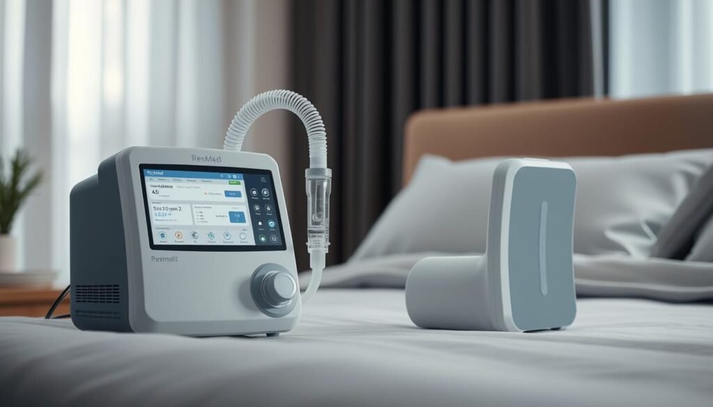 生成一張ResMed睡眠呼吸機的圖片 生成一張ResMed睡眠呼吸機的圖片