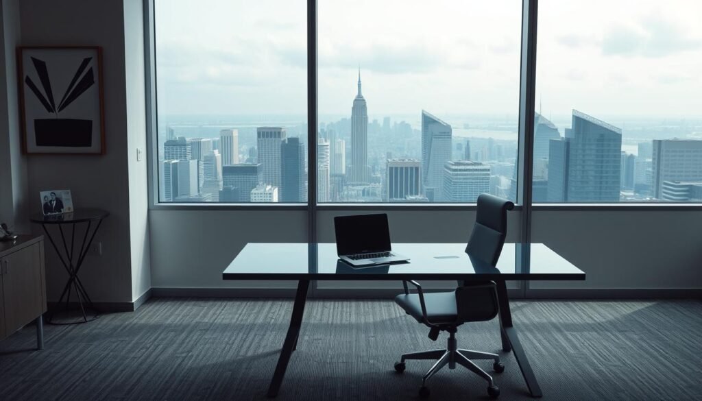 A serene office interior with a sleek, modern desk and chair. On the desk, a laptop and some documents, representing the bank application process. The walls are adorned with minimalist art, creating a calming atmosphere. Soft, diffused lighting illuminates the scene, emphasizing the clean, uncluttered design. In the background, a large window offers a glimpse of a bustling city skyline, symbolizing the wider financial landscape. The overall mood is one of efficiency, professionalism, and an effortless, streamlined banking experience, without the burden of credit checks. A serene office interior with a sleek, modern desk and chair. On the desk, a laptop and some documents, representing the bank application process. The walls are adorned with minimalist art, creating a calming atmosphere. Soft, diffused lighting illuminates the scene, emphasizing the clean, uncluttered design. In the background, a large window offers a glimpse of a bustling city skyline, symbolizing the wider financial landscape. The overall mood is one of efficiency, professionalism, and an effortless, streamlined banking experience, without the burden of credit checks.